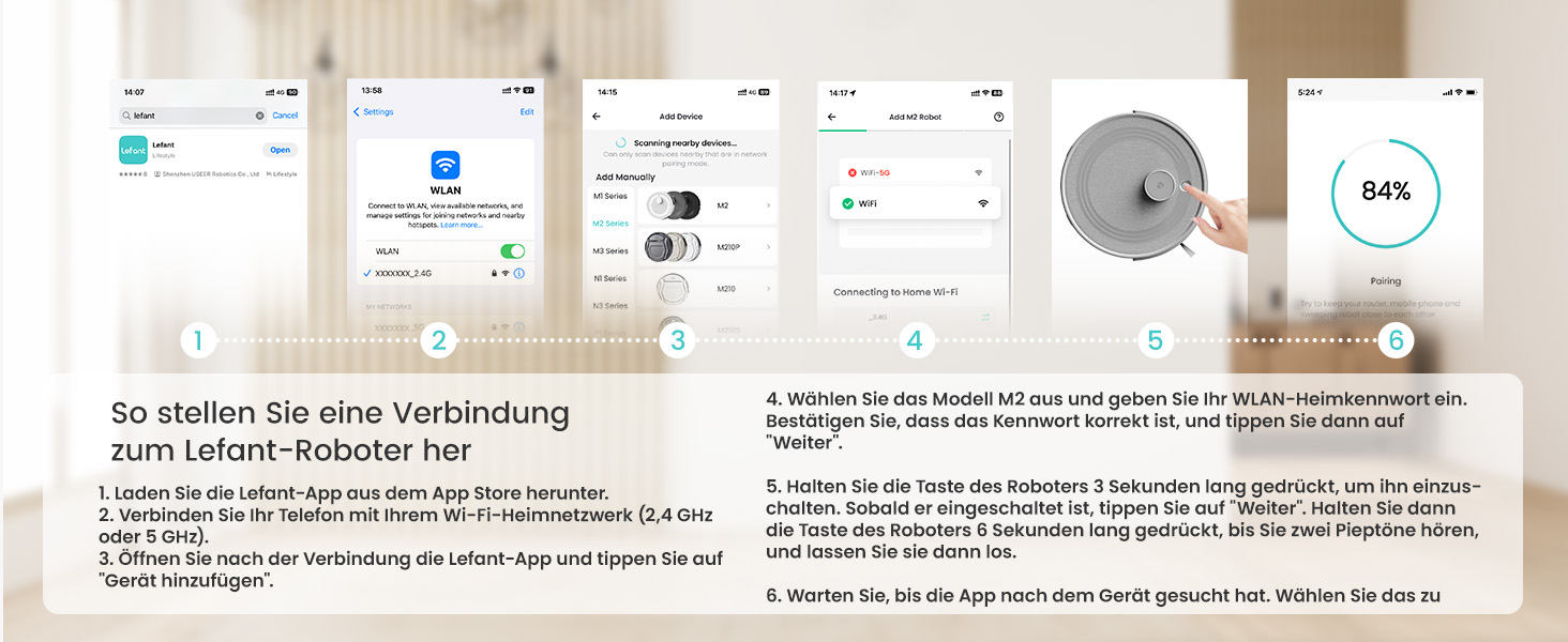 Робот-пилосос LEFANT M2 з функцією миття, LiDAR-навігація, зони заборони, потужність 6000Pa, час роботи 140 хв, багатоступеневе мапування, для шерсті тварин, килимів та твердих підлог M2-G