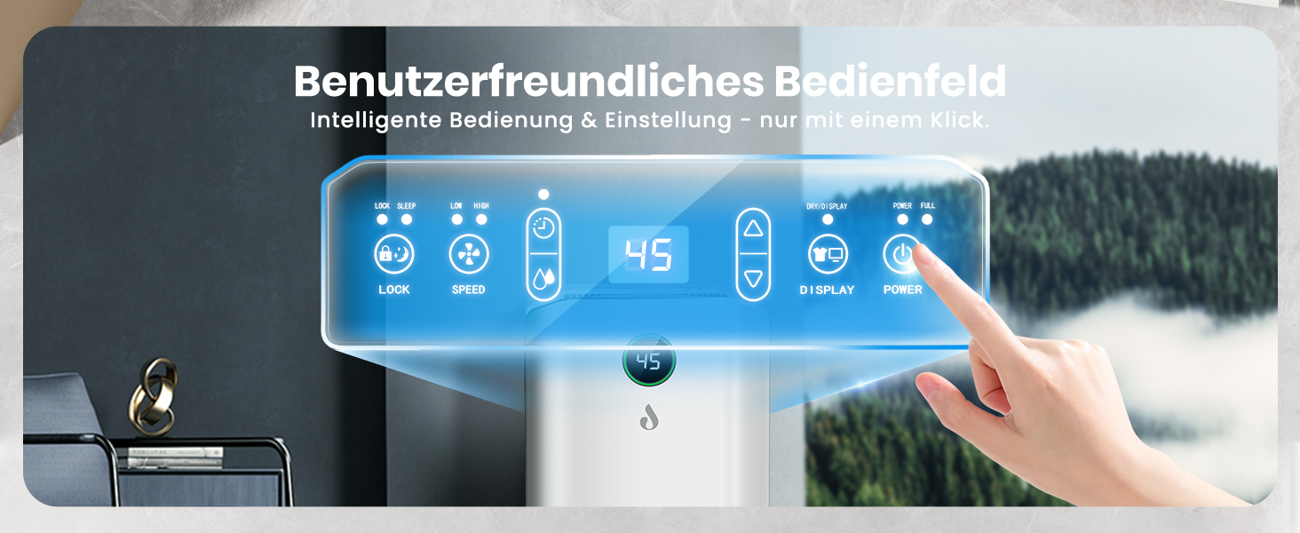 Електричний осушувач повітря 20л/день з цифровим дисплеєм, таймером та підключенням до каналізації. Для дому, підвалу та вітальні.
