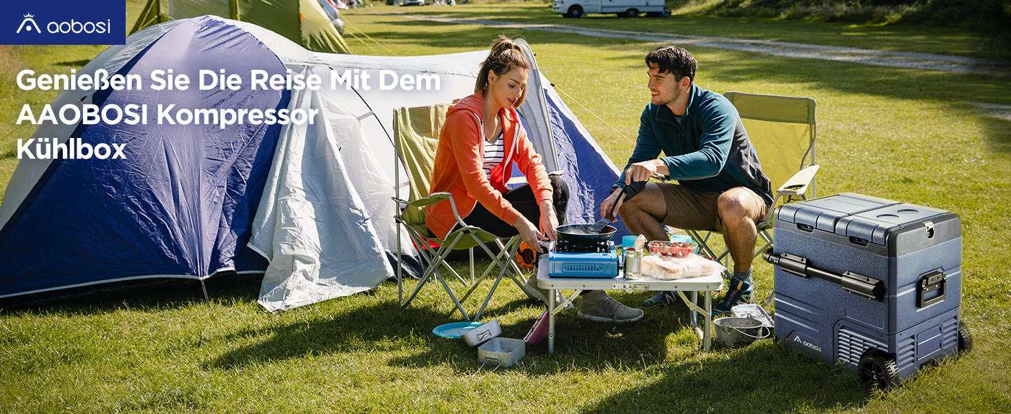 Автомобільний компресорний холодильник AAOBOSI 45L з Wi-Fi, USB-зарядкою, LED-підсвіткою, 12/24V/220V. Для авто, кемпінгу, подорожей (синій)