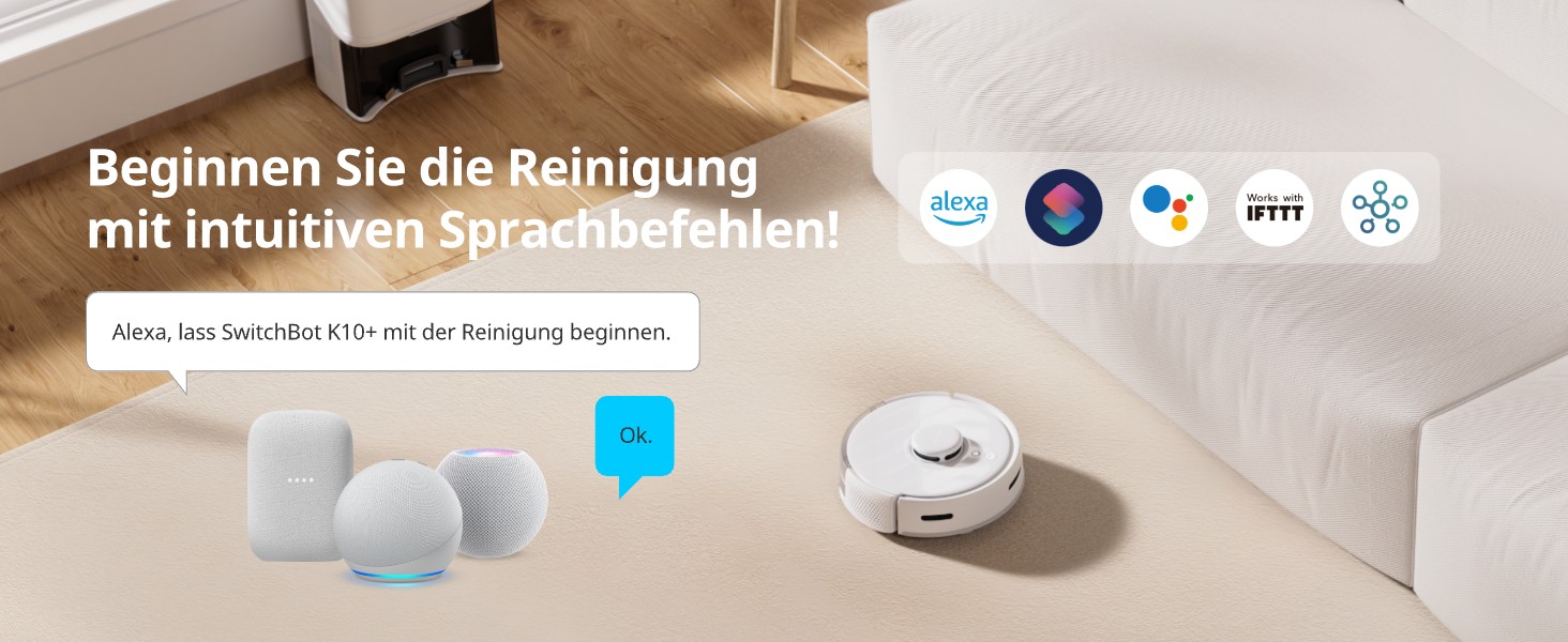 Робот-пилосос SwitchBot K10+ з док-станцією та вологими серветками, тиха робота 45dB, LiDAR-навігація, сумісний з Alexa
