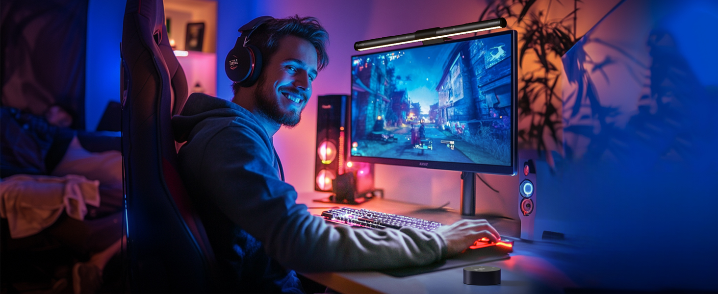 LED лампа для монітора Quntis з дистанційним керуванням та сенсорним управлінням, 40 см, захист від синього світла, USB, автоматичне регулювання яскравості, для ПК, офісу