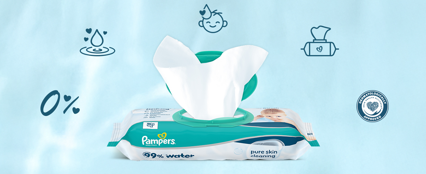 Дитячі вологі серветки Pampers 99% Water, гіпоалергенні, 12 упаковок по 60 шт (720 шт)