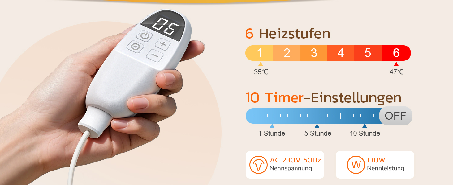 Електрична ковдра PRANITE 180x130 см з Sherpa та Flanell, 6 режимів нагріву, таймер 10 годин, автовимкнення, захист від перегріву, пральна - сіра для ліжка та дивана 130 x 180 см