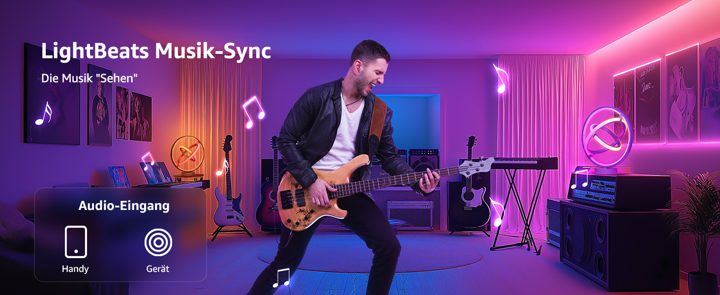 Lepro AI Розумна лампа TB2, Персоналізований світловий дизайнер на основі AI, Синхронізація з музикою/Керування через додаток, Настільна лампа з регулюванням яскравості, RGB+IC технологія, Сумісна з Alexa/Google, Без пульта керування, Ключ скрипки (Planet)