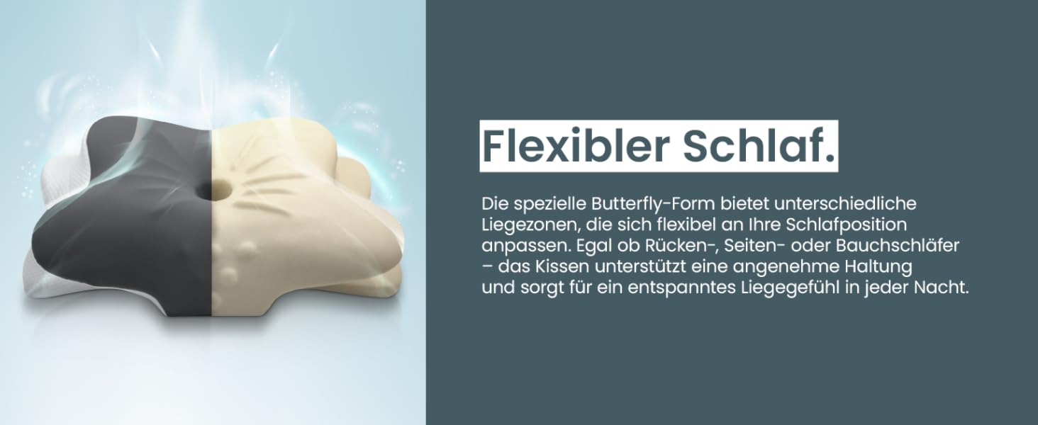 Ортопедична подушка для шиї при болях у шиї з високоякісної піни з пам'яті - Ергономічна подушка для шиї - Подушка для сну на боці, спині та животі - пральний чохол при 40°C Білий (61 x 40 x12, Сірий)