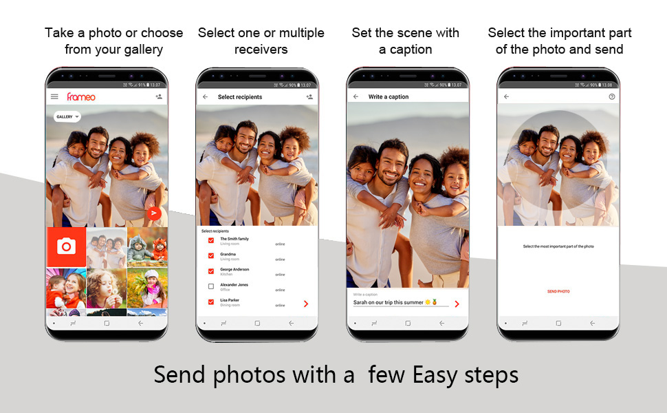 Цифровий фоторамка FRAMEO з Wi-Fi, 32GB, 10.1 дюйма, сенсорний екран, автоповорот, датчик руху, додаток Frameo