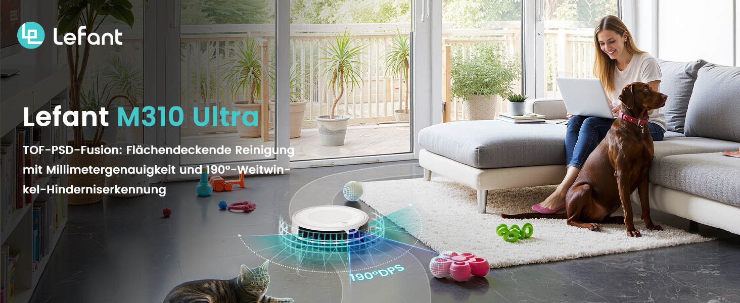 Робот-пилосос Lefant M310 Ultra з функцією миття підлоги, білий. Для тварин, килимів, з керуванням через додаток та Alexa.