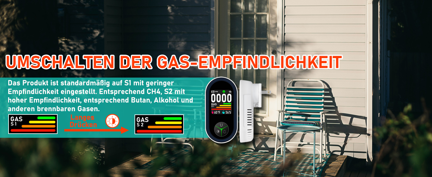 Детектор CO з HD-дисплеєм, візуальним та звуковим сигналом, 3-в-1 (CO, температура, вологість) для кемпінгу та подорожей на автодомі