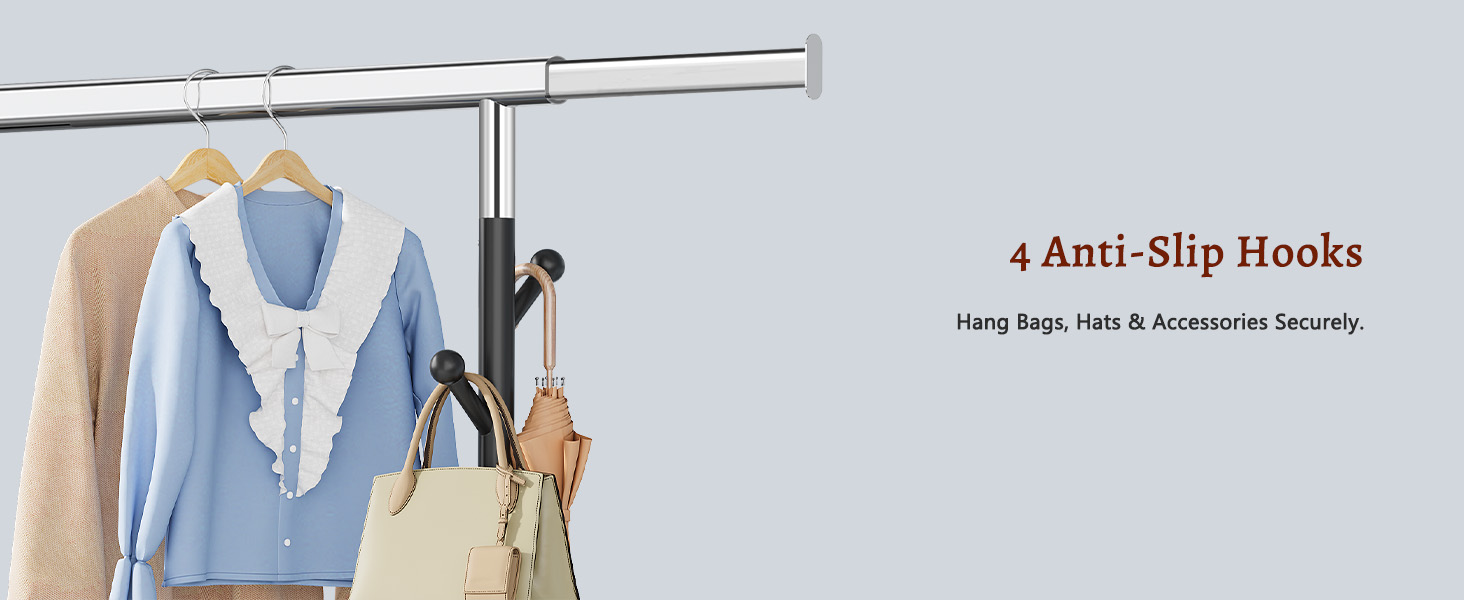 Стійка для одягу на колесах FAVOOOSTY, металева, мобільна, до 200 кг, чорна, 1 перекладина