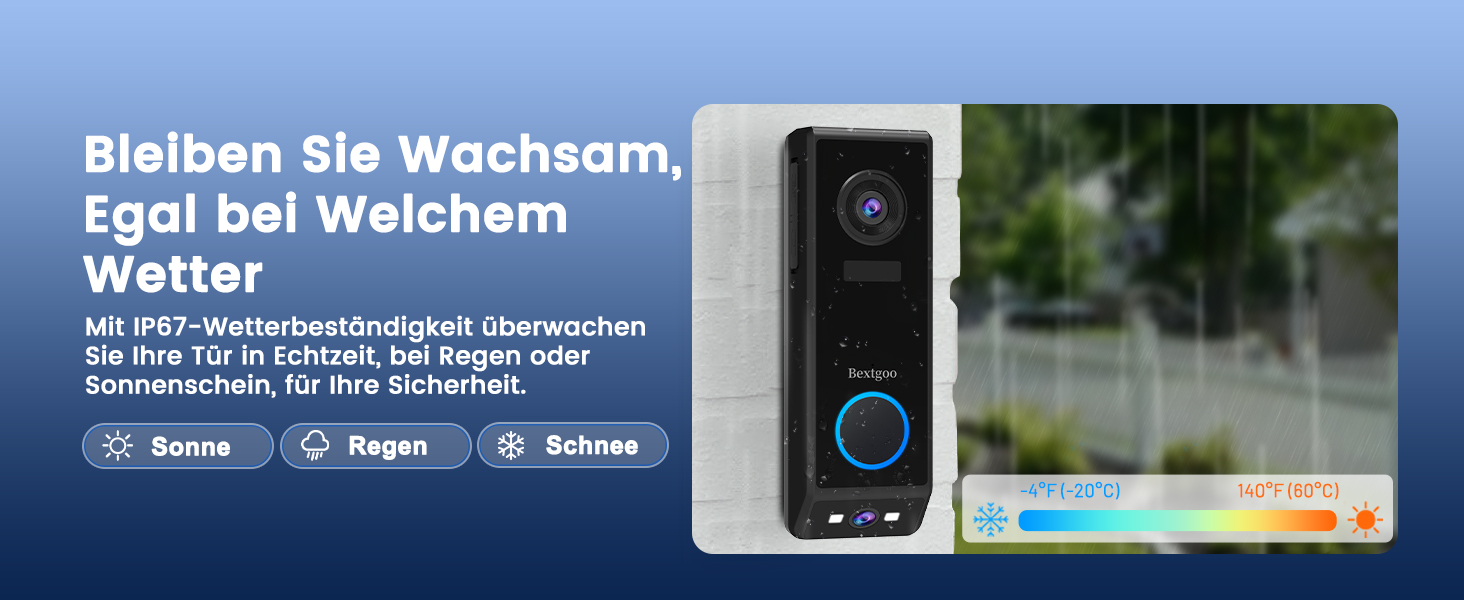 Відеодзвінок Bextgoo з подвійною камерою 2K HD, бездротовий, 10000mAh, IP67, з датчиком руху та нічним баченням