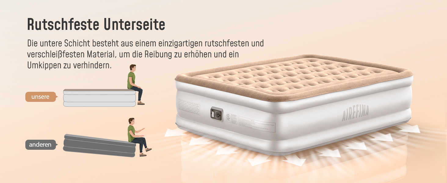 Надувна матрац Airefina з інтегрованим насосом, преміум-якість, для гостей, кемпінгу та дому, 203x152x40 см, на 2 особи