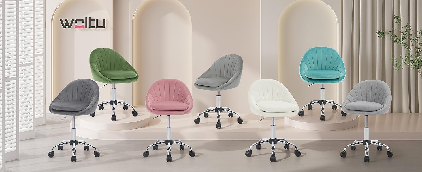 Крісло для дому та офісу WOLTU, ергономічне крісло, крісло для макіяжу, обертове крісло на колесах, крісло для робочого кабінету та спальні, з вагою до 150 кг, оксамит, бежеве, BS167cm