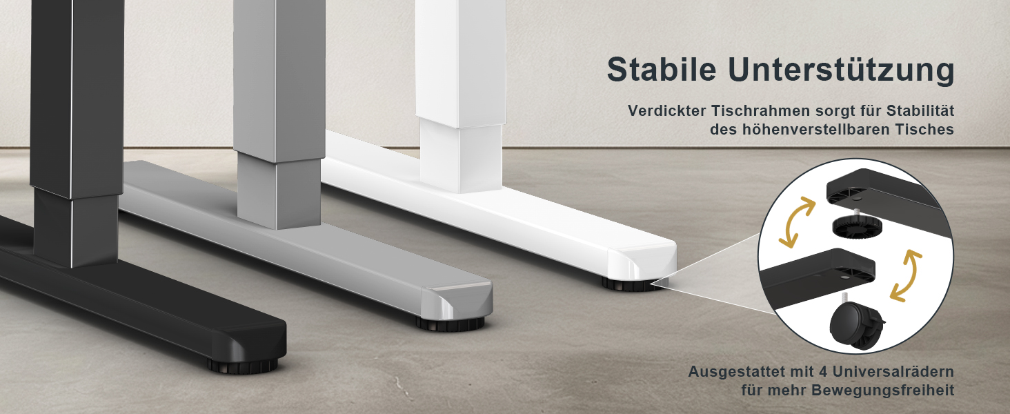 Електричний регульований стіл Flamaker з телескопічною основою (чорний) з пам'яттю