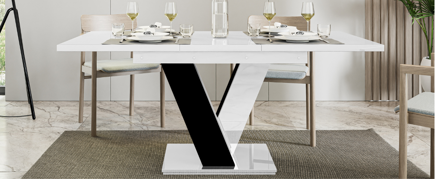 Розсувний кухонний стіл PROROOM FURNITURE Malvi – чорний, 120-160 см, для 4-6 осіб | Сучасний дизайн | Легка збірка | Для їдальні та кухні