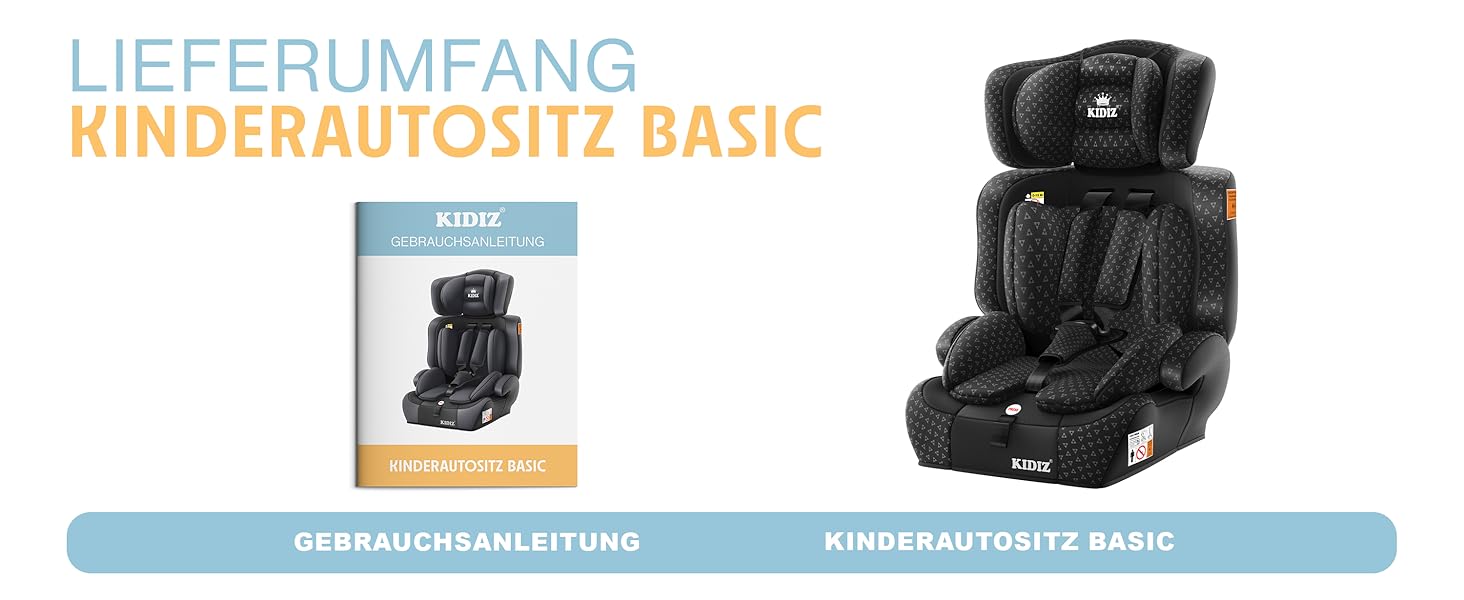 Дитяче автокрісло KIDIZ® Triangle Premium - 9-36 кг, 1-12 років, Група 1/2/3, чорний | Автокрісло, автокрісло-крісло