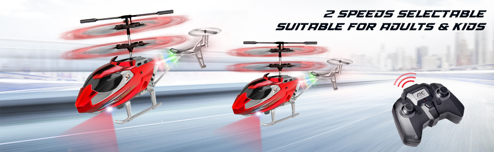 Радіокерований гелікоптер Hubschrauber 2.4G з LED підсвіткою для хлопчиків та дорослих (від 12 років), 3.5 канали, гіростабілізатор, фіксована висота, автоматичний зліт, червоний