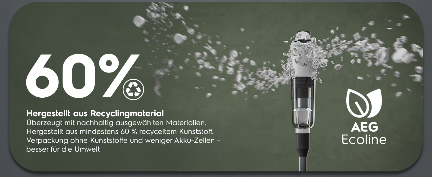 Акумуляторний пилосос AEG ÖKO AP71UB14AM: потужний, легкий (2.2 кг), ергономічний, з перероблених матеріалів, до 50 хв роботи, 120 м², 2-в-1, 5-рівнева фільтрація, для всіх поверхонь, автоматичний, сірий