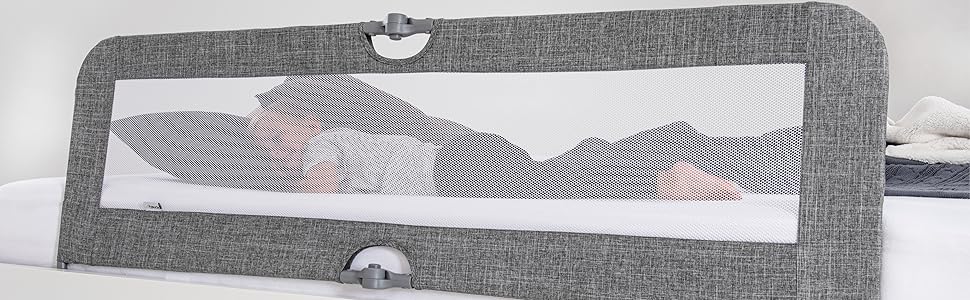 Захисний бортик для ліжка Hauck Sleep N Safe Plus XL (Сірий Меланж) для дітей від 18 міс. до 5 років, 150x50x44 см, складаний, портативний