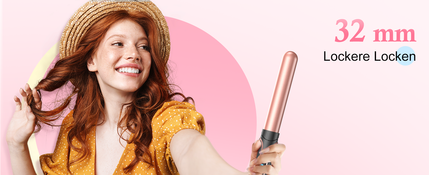 BESTOPE PRO Локкенстаб: Набір для завивки волосся 5-в-1 з 3 насадками, регулюванням температури, швидким нагрівом, рукавичкою та кліпсами, рожеве золото