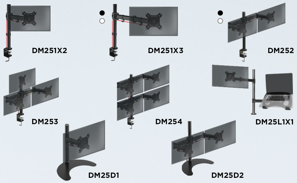 Підставка для двох моніторів Duronic DM35D2 | Регульована, поворотна, настільна, VESA 75/100, чорна
