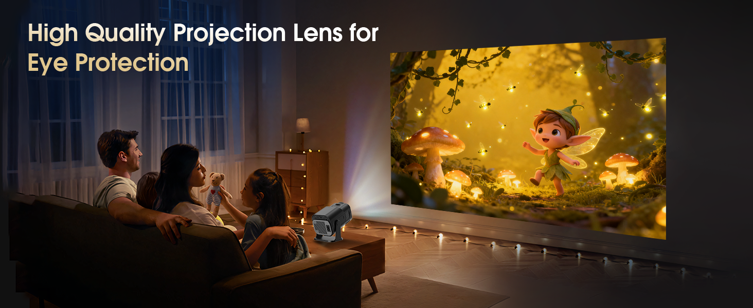 Портативний відеопроектор Mini Beamer 1920x1080P з підтримкою Android TV, WiFi 6, BT5.2, HDMI, USB, PS5, Laptop та мишкою