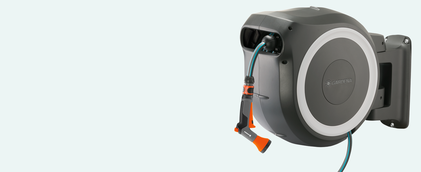 Шланг садовий Gardena RollUp M 20 м: гнучкий, з тримачем для стіни, з розпилювачем та шлангом 20 м (18612-20)