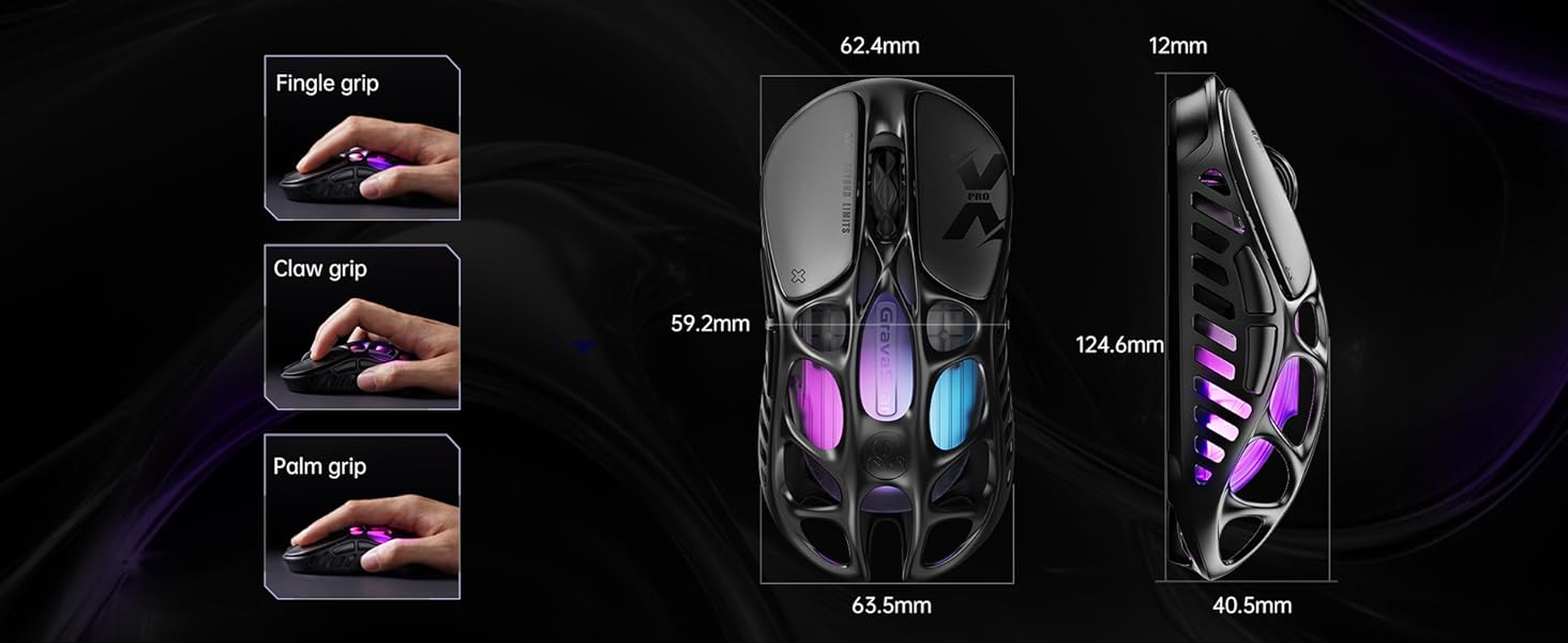 GravaStar Mercury X Pro 49g: Бездротова ігрова миша з PAW 3950 сенсором, 32000 DPI, 8000 Hz, RGB-підсвічування