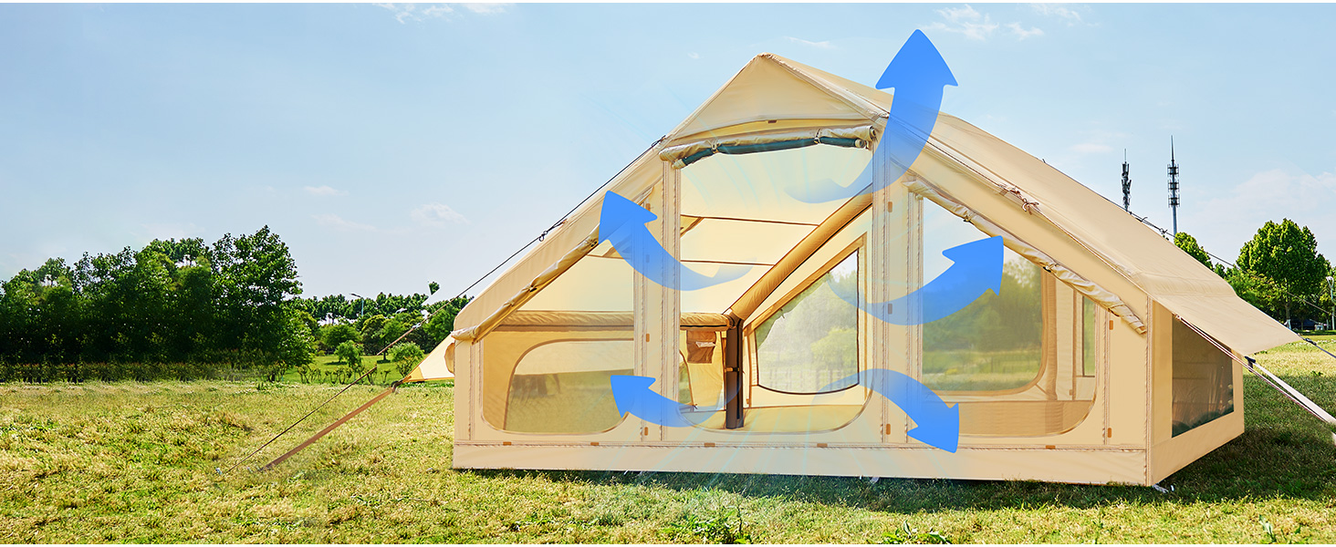 Надувний намет для кемпінгу Oxford 4-6 осіб, водонепроникний, Air Glamping - швидкозбірний намет для відпочинку на природі