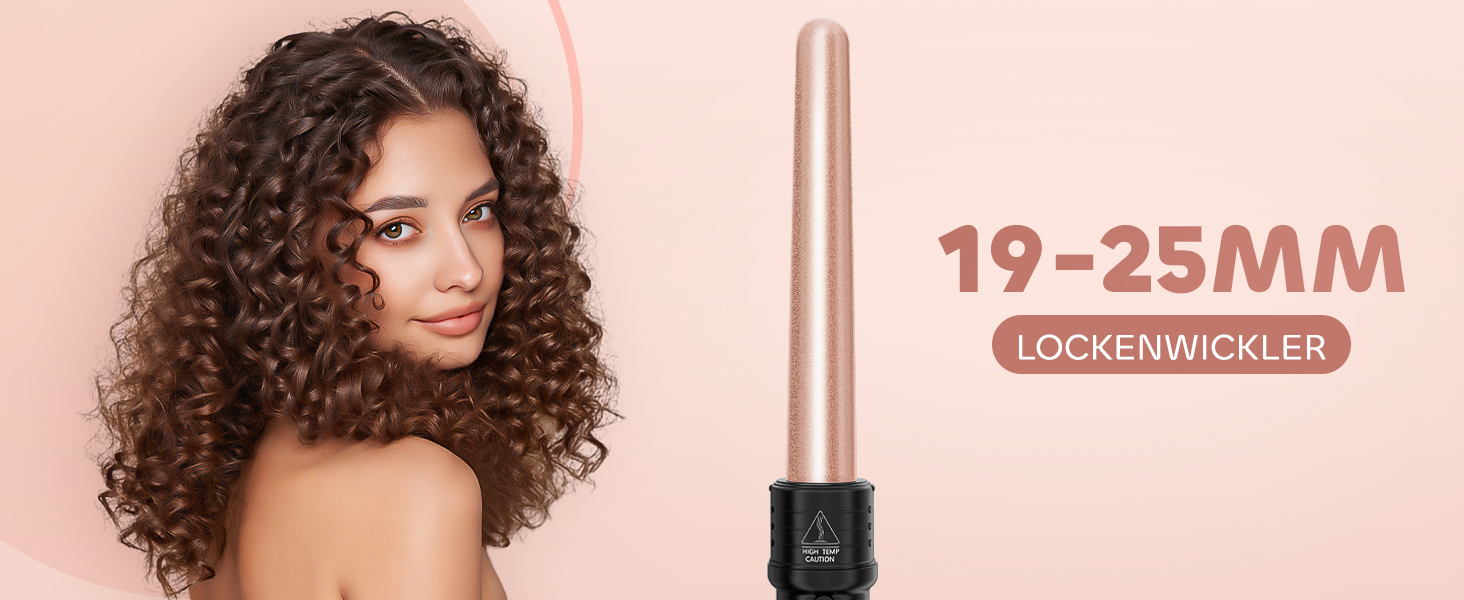 Локкенштаб NWOUIIAY 6 в 1 з LCD-дисплеєм, керамічним покриттям, набір для створення локонів, багатофункціональне змінне насадки, для великих та маленьких локонів, з рукавичками, регулювання температури (колір шампань)