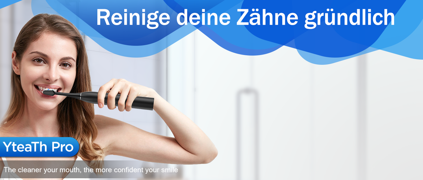 Електрична зубна щітка для дорослих і дітей - звукова, 8 насадок (3 типи), 90 днів роботи, 5 режимів, 50000VPM, кейс для подорожей, таймер, чорна