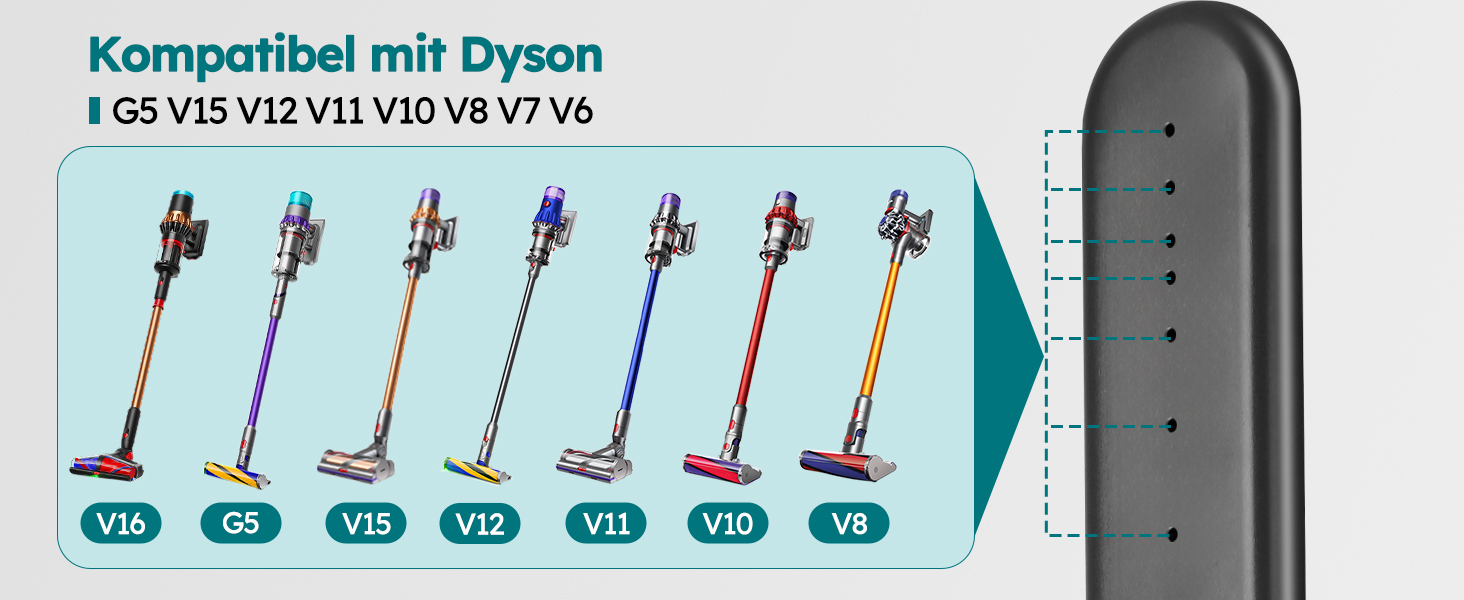 Металевий стійка-тримач для пилососа JUPELI, сумісний з Dyson V16, Gen5, V15, V12, V11, V10, V8, V7, V6, підставка для пилососа та аксесуарів, без свердління, темно-сірий