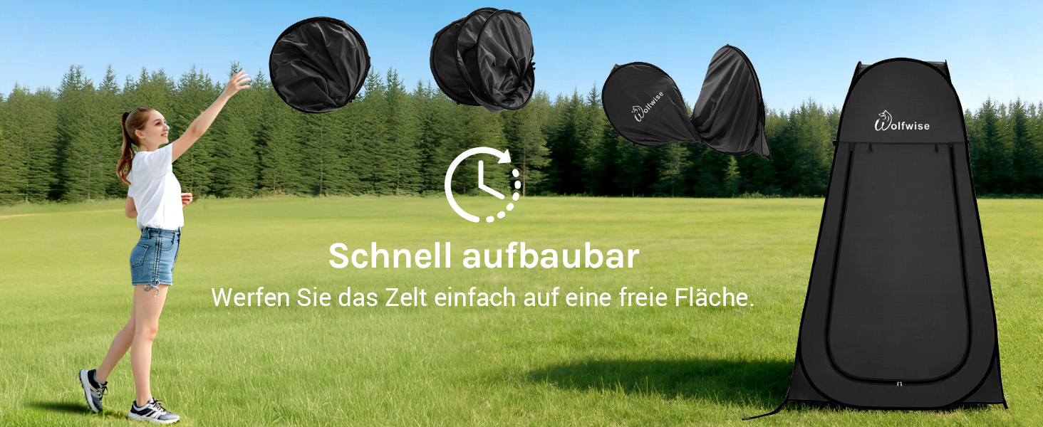 Складана душова кабіна-намет WolfWise для кемпінгу та переодягання, водонепроникний приватний намет-туалет з UV-захистом, 120x190 см, зелений/синій