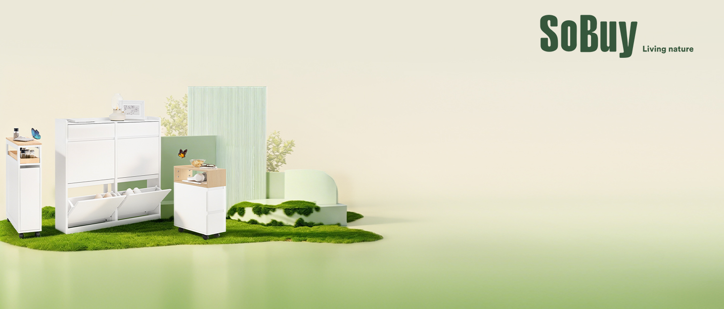 Приліжкова тумбочка SoBuy з 2 шухлядами, біла, 40x40x47 см