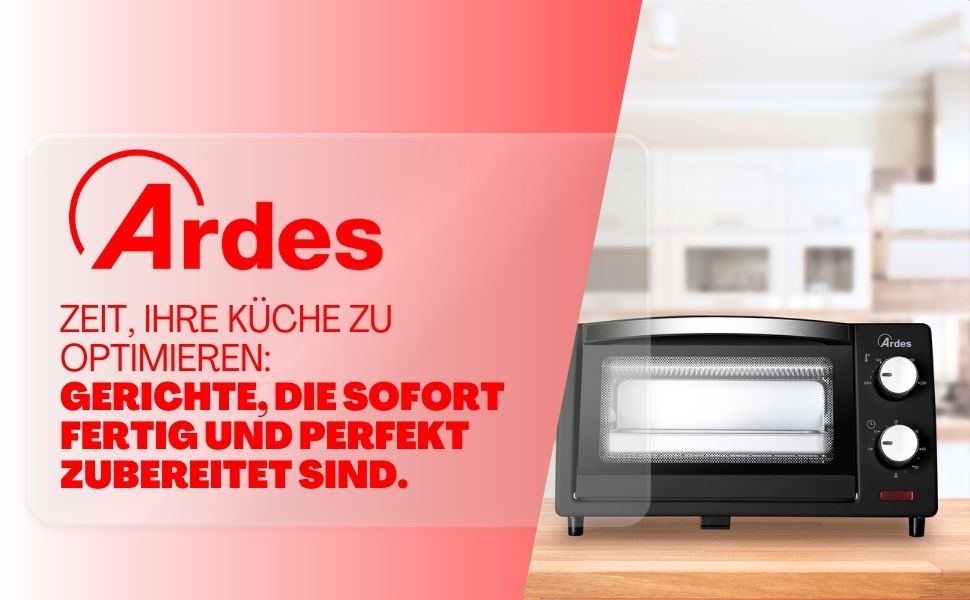 Електричний міні-пекар ARDES Magnus AR6226S: 25 л, 6 функцій, внутрішнє освітлення, таймер, аксесуари