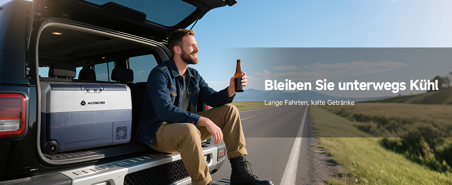 Автомобільний компресорний холодильник AAOBOSI 50л з Wi-Fi, 12/24V/220V, -20°C для авто, кемпінгу, вантажівок, з двома зонами охолодження