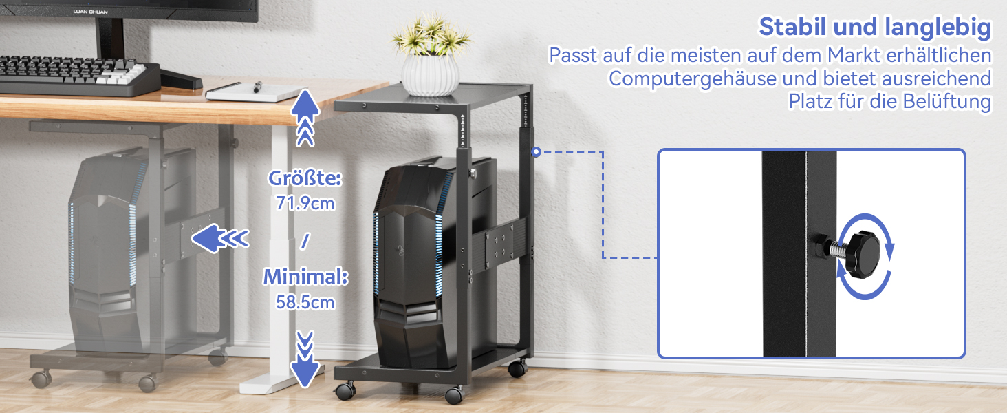 Підставка для комп'ютера Jane Eyre - регульована стійка для системного блоку, чорна