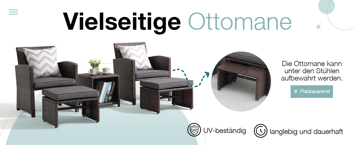 Садовий набір меблів з ротангу OC Orange-Casual 5 предметів: диван, крісла, столик, пуфи, подушки - темно-сірий