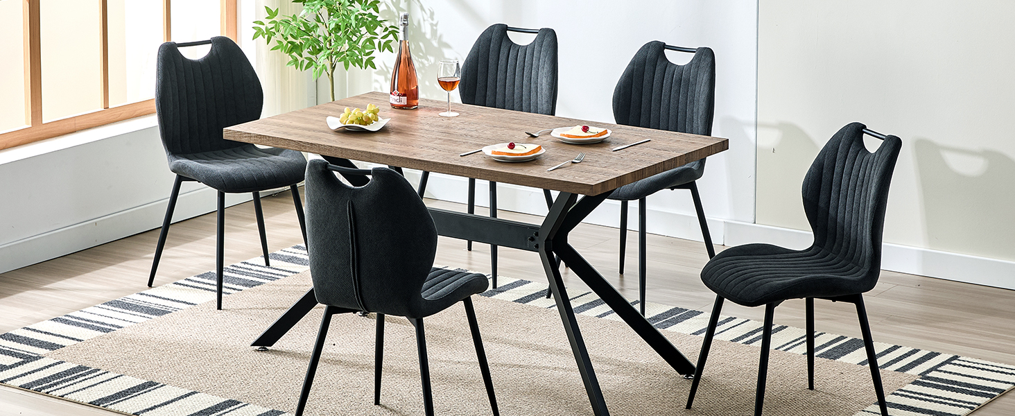 Набір обідніх стільців 4 шт., кухонні стільці, м'які стільці, стільці для вітальні з тканинною спинкою та металевими ніжками, ідеальні для обідньої, кухні, вітальні, сіро-коричневі (4 шт.)