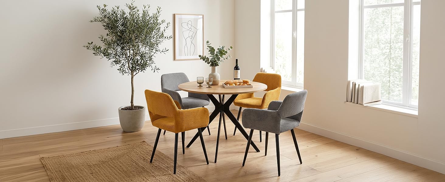 Крісла для їдальні Cosy (2 шт.) - стільці для кухні, вітальні з м'яким сидінням та металевими ніжками, 56x56x78 см (Сірий)