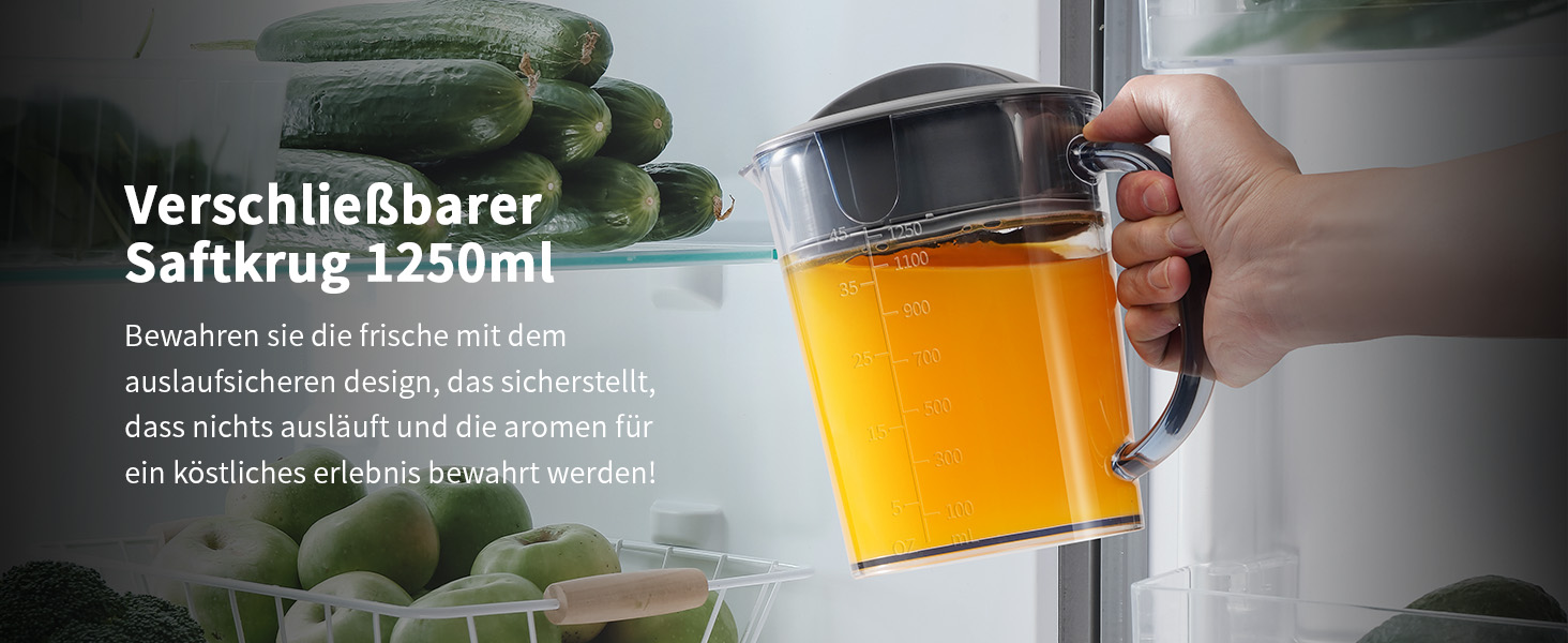 Електричний соковитискач GDOR 1300W для овочів та фруктів, 1250 мл, срібний