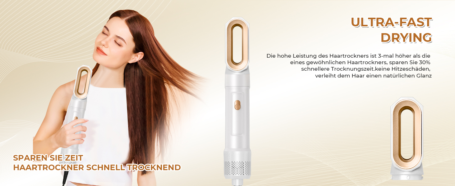 Мультистайлер для волосся 7 в 1 UKLISS Hairstyler Pro: фен, автоматична плойка, кругла щітка та випрямляч для професійного стайлінгу, білий