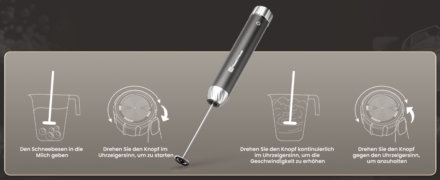 Електричний піноутворювач для молока Maestri House з регулюванням швидкості, знімний міксер з нержавіючої сталі, для лате та капучино (сірий)