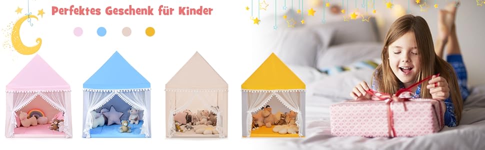 Дитяче намет-ігровий будиночок Dreamade з м'якою дахом та вікнами, дерев'яний каркас, для хлопчиків та дівчаток (жовтий)