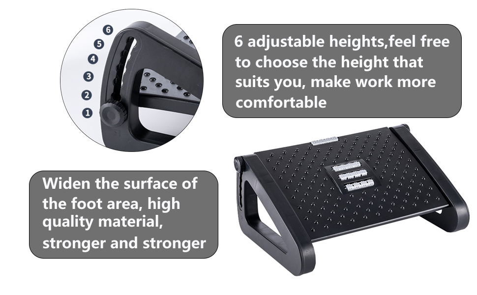 Підніжка для столу з регулюванням висоти та кута на 6 рівнів, з масажем, протиковзка, для зняття болю в ногах, колінах та спині, ідеальна для дому, офісу та подорожей, з трьома ніжками
