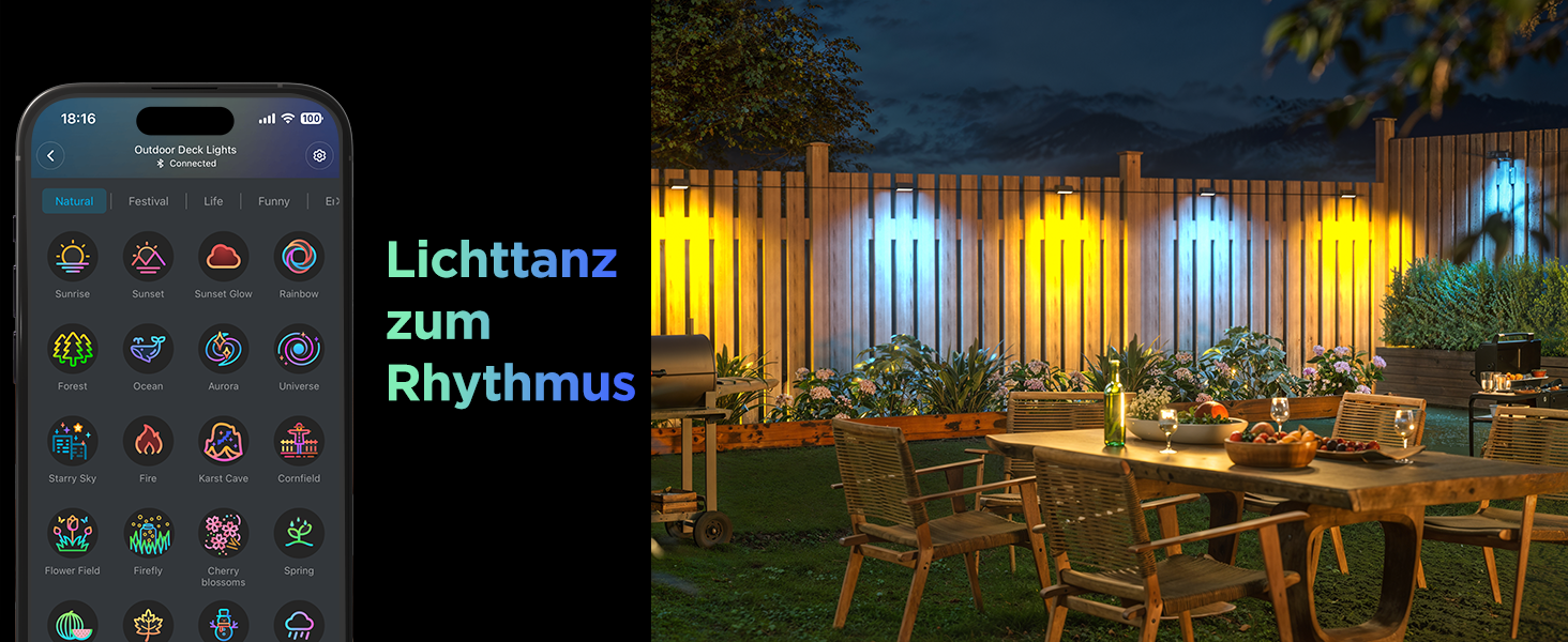 Розумні вуличні стінові світильники Govee Outdoor Wall Lights, RGBWIC, водонепроникні IP65, комплект 12 шт.