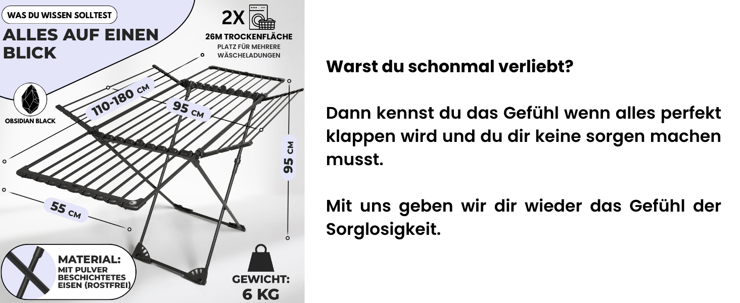 MONDHEIM® Сушарка для білизни XXL Teleskop 26м | Розкладна, з поперечиною, для балкону/тераси