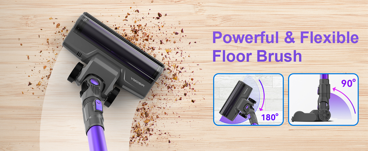 Бездротовий акумуляторний пилосос з потужністю 25000Pa, 175W, час роботи 50 хвилин. Бездротовий ручний пилосос з антизаплутаною щіткою, самостійною підставкою та легким корпусом. Підходить для килимів, твердих підлог та видалення шерсті тварин. Колір: фіолетовий