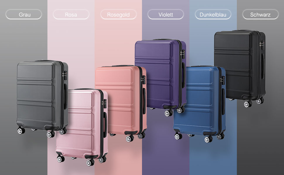 KONO Набір валіз 3 шт. з ABS, ручна валіза, набір валіз, валізи M-L-XL з колесами та TSA замком, темно-синій