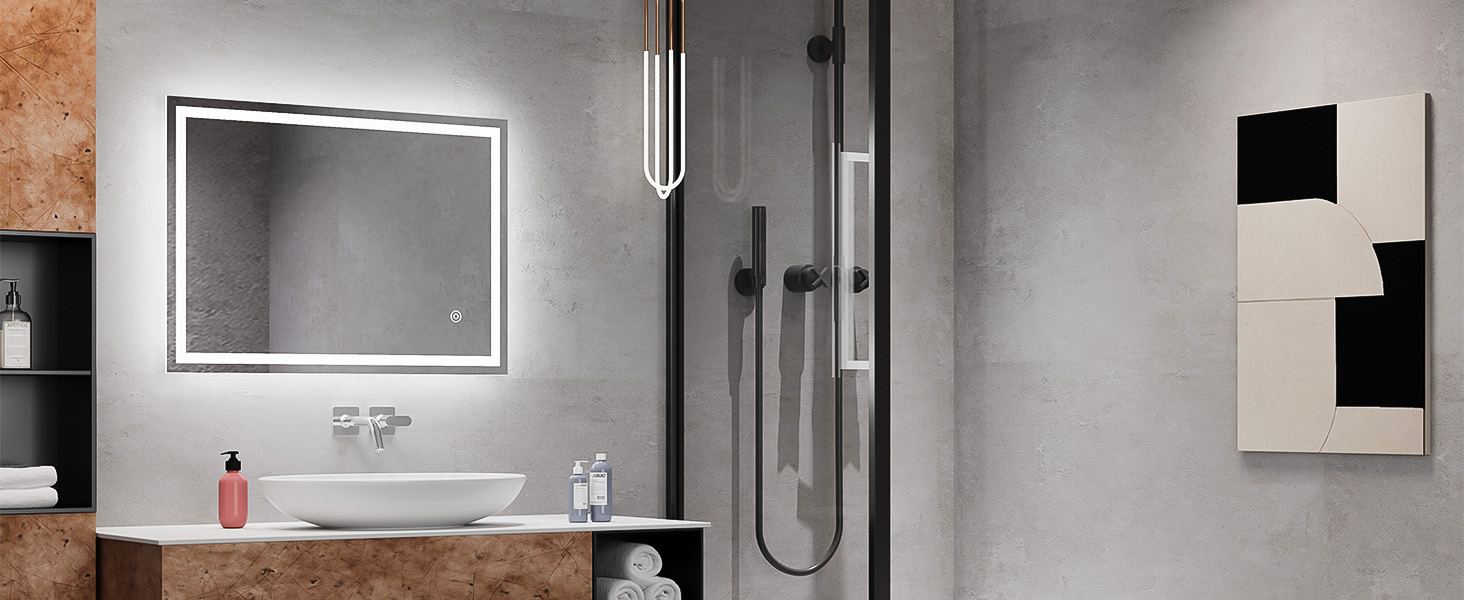 Дзеркало для ванної кімнати Dripex LED з підсвічуванням, сенсорна кнопка, протизапітніння, 6400K, енергозбереження, 50x70 см