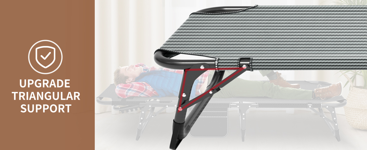 Лежак для відпочинку MOPHOTO, розкладний садовий лежак з матрацом, регульована спинка та підніжка, портативний, для дому та саду, складаний (зелене дитяче ліжко, матрац) (чорний з холодним сірим)